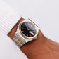 [Mint] 2000s Pulsar Quartz Inky Black Dial Two Tone Men's Wrist Watch W/Box