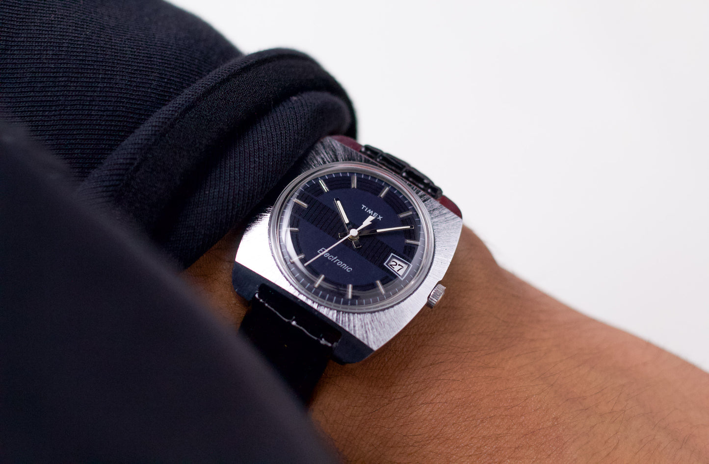 [Serviced] 1964 Timex Electronic Tri-Textured Midnight Blue Dial Men's Wrist-Watch