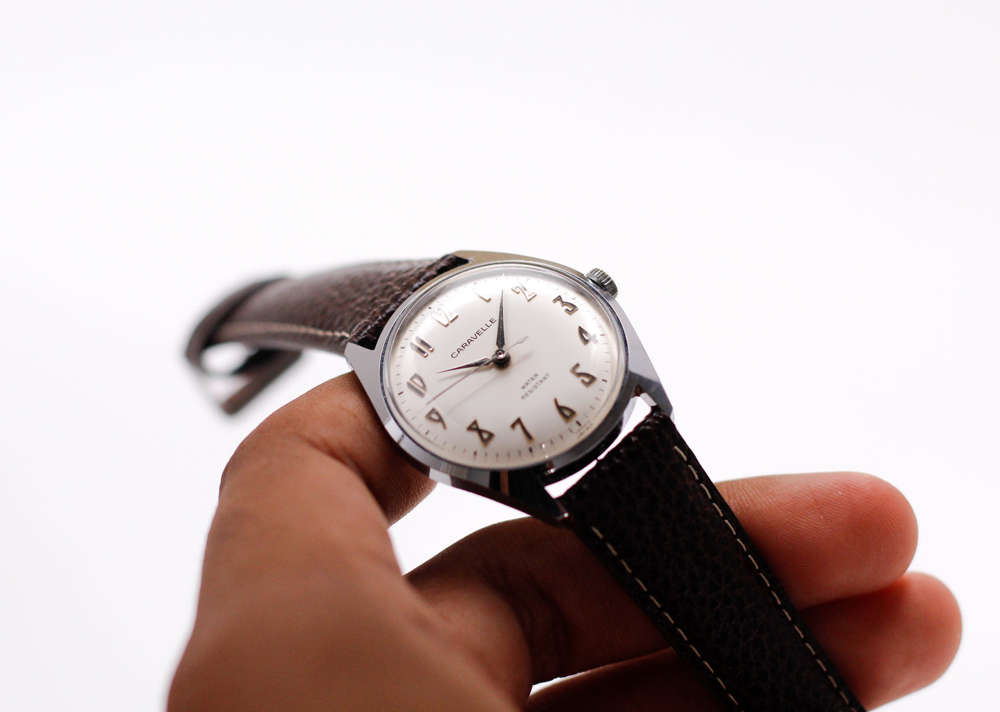 [Serviced] 1969 Caravelle Mechanical Mid-Century Cream White Dial Men's Wrist-Watch