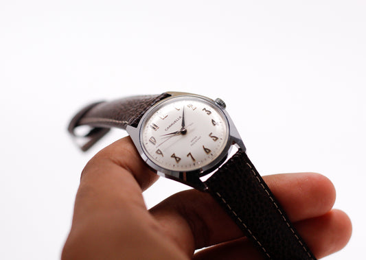 [Serviced] 1969 Caravelle Mechanical Mid-Century Cream White Dial Men's Wrist-Watch