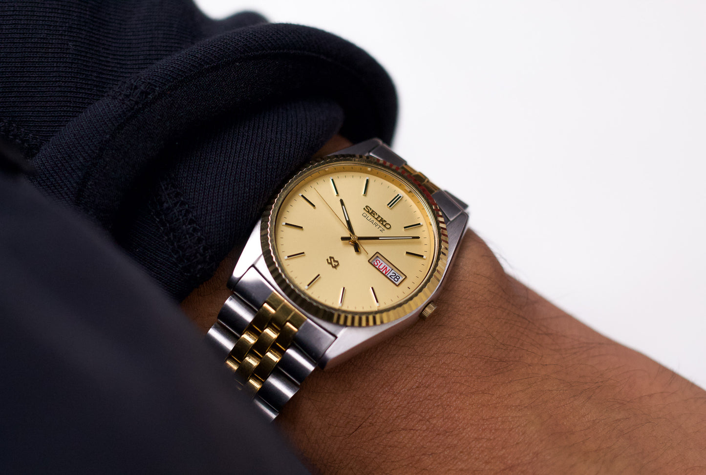 1989 Seiko SQ Baby Day-Date Men's Wrist-Watch