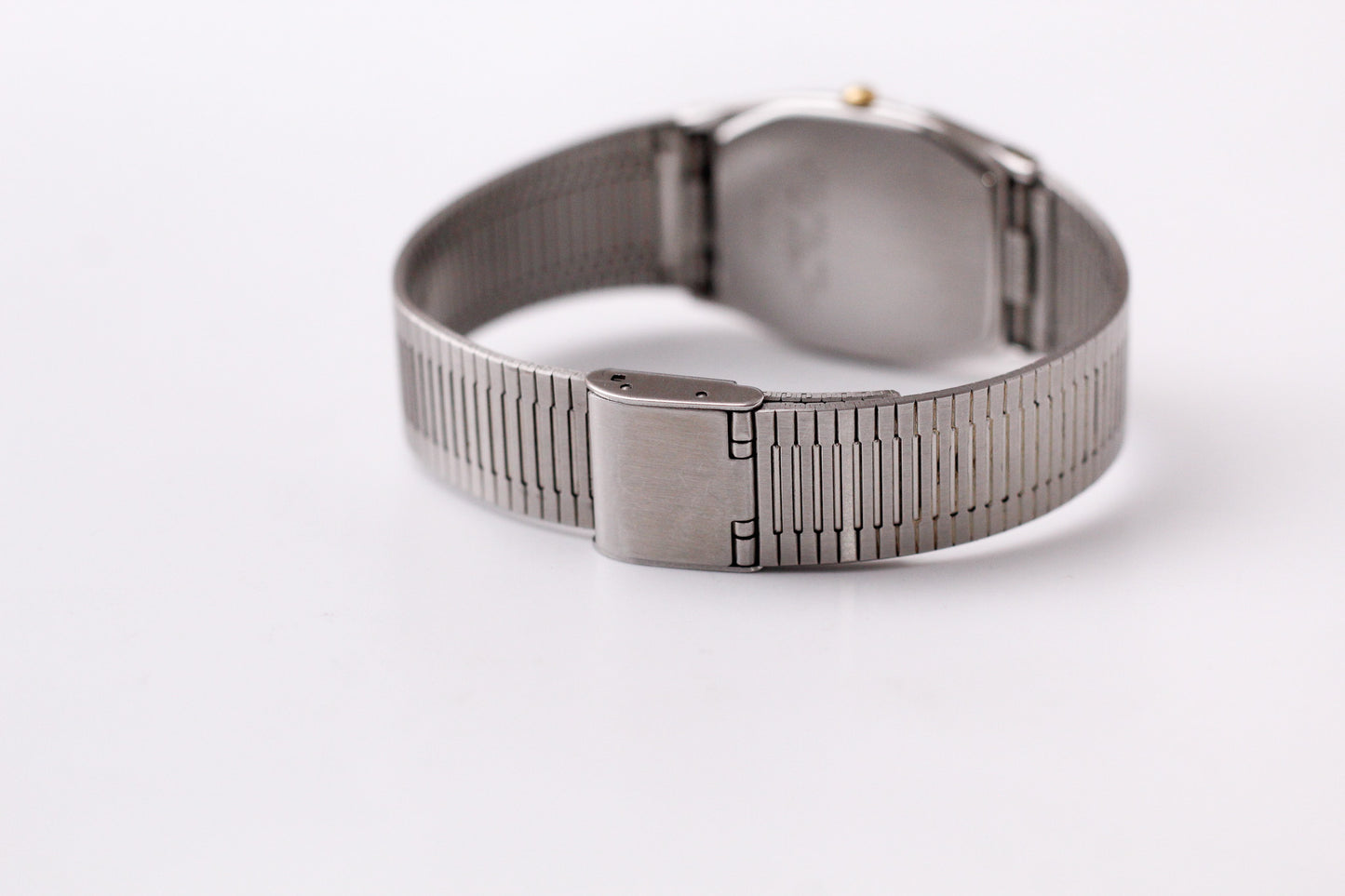 1992 Pulsar Quartz Straight Grain Gray Dial Two Tone Men's Wrist-Watch W/Box