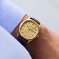 1990s Bulova Quartz 'Baby Ellipse' Golden Linen Dial Men's Wrist-Watch W/Box & Papers