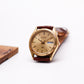 1985 Seiko SQ Quartz Brushed Golden Dial Fluted Bezel Men's Wrist-Watch