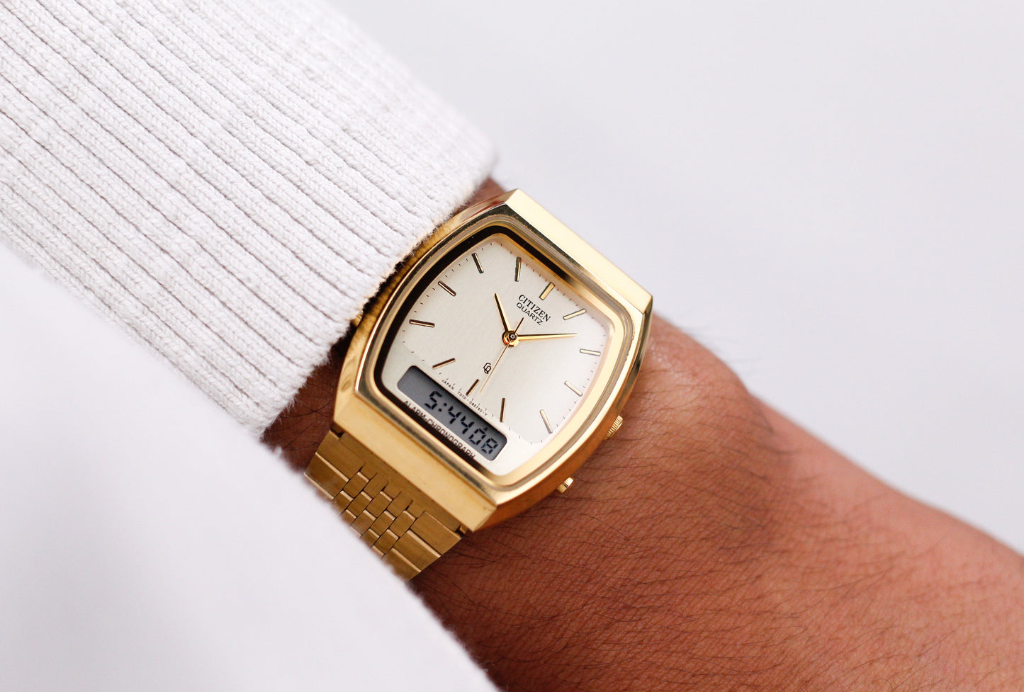 1987 Citizen Quartz Ana-Digi Straight Grain Dial Men's Wrist-Watch