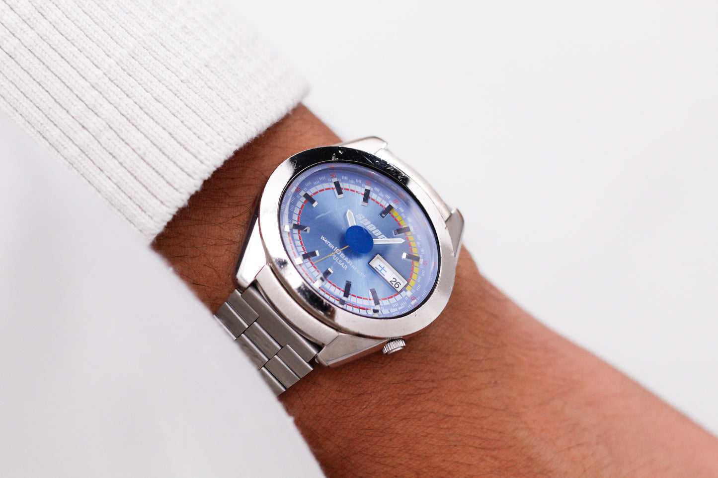 1999 Pulsar Spoon Quartz Brilliant Blue Dial Men's Wrist-Watch