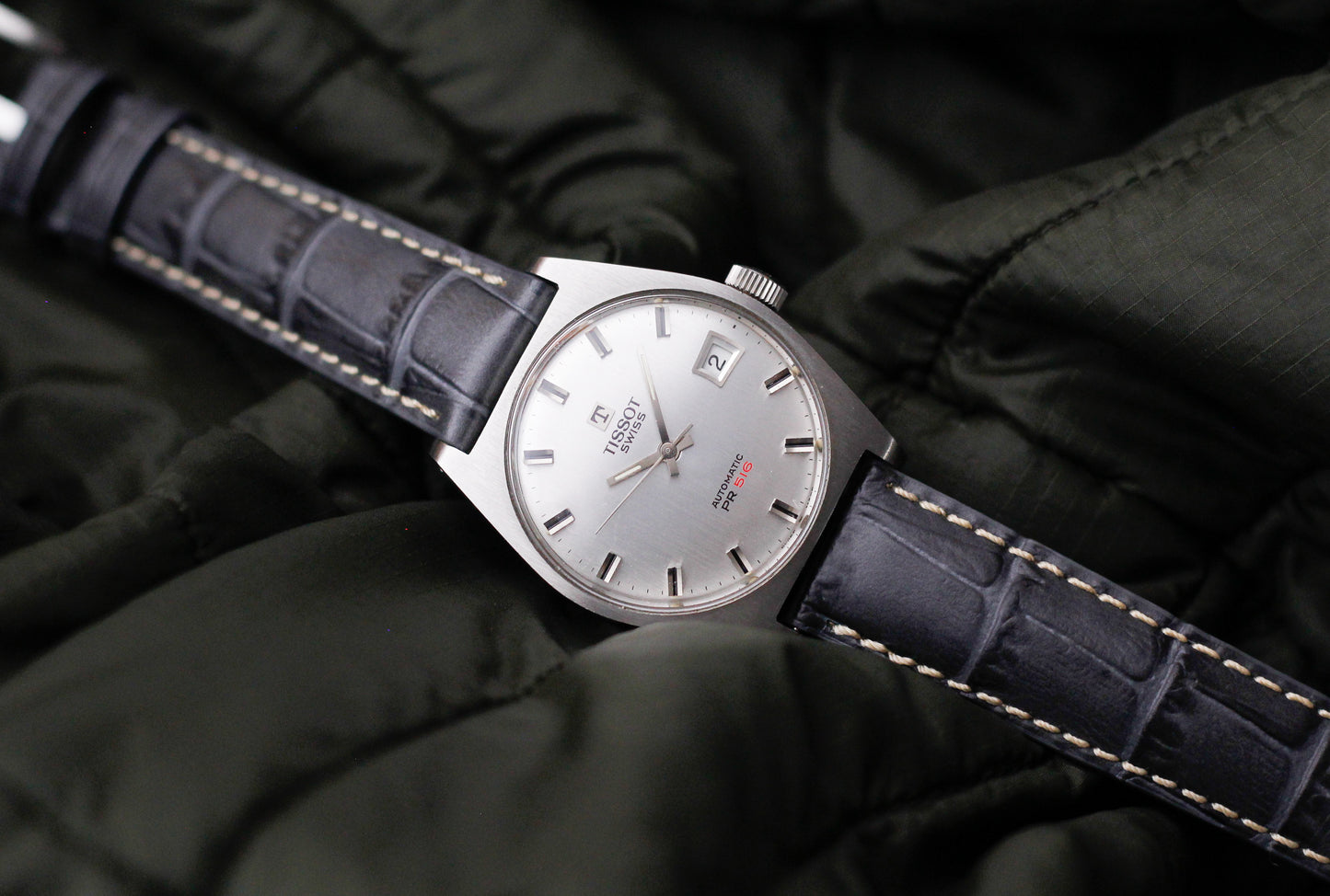 [Serviced] 1970s Tissot Automatic PR516 Straight Grain Silver Dial Men's Wrist-Watch