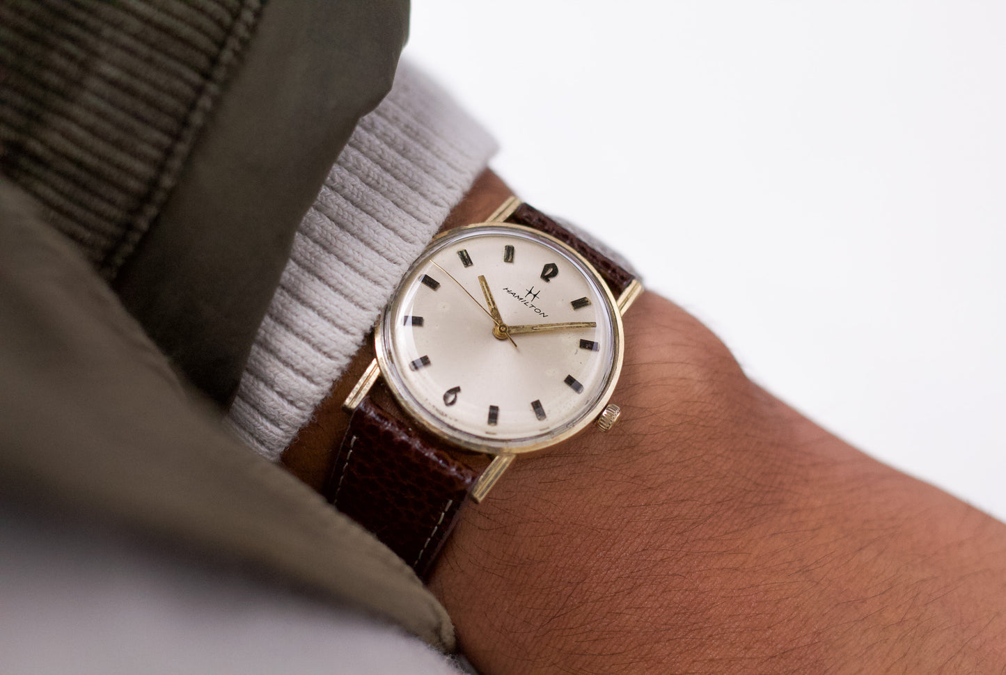 [Serviced] 1960s Hamilton Mechanical Art Deco Dial Men's Wrist-Watch