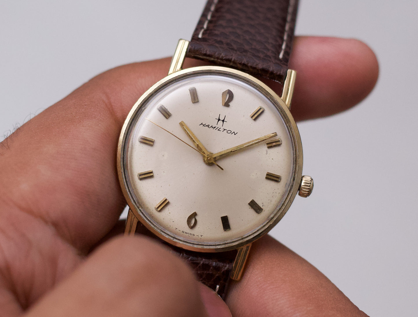 [Serviced] 1960s Hamilton Mechanical Art Deco Dial Men's Wrist-Watch