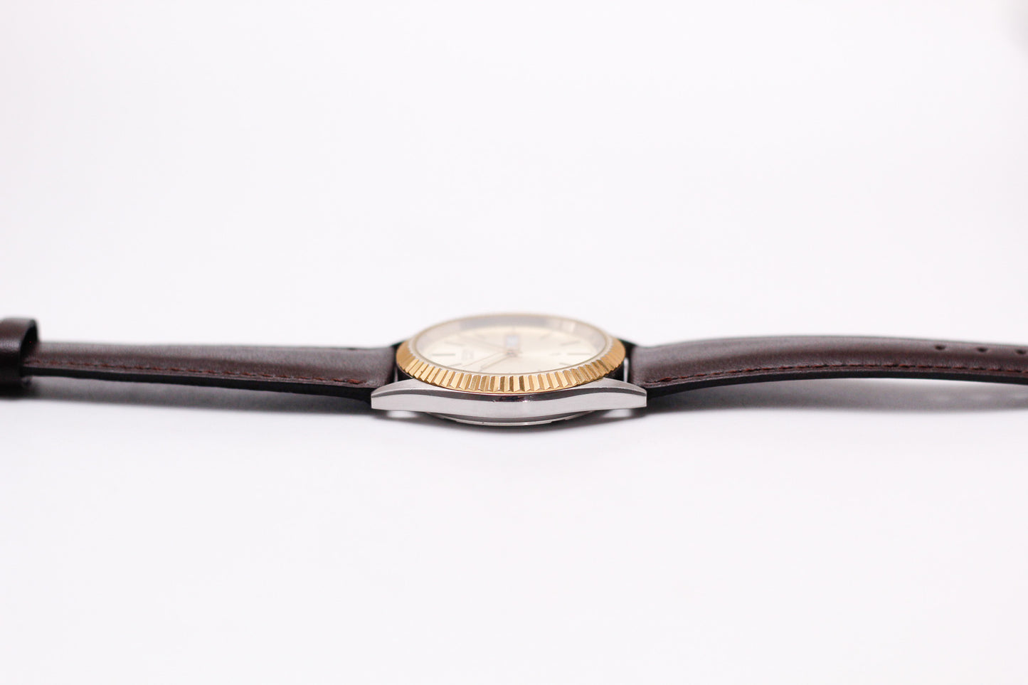1992 Citizen Baby 'Day-Date' Champagne Sunburst Dial Two Tone Men's Wrist Watch W/Box & Papers