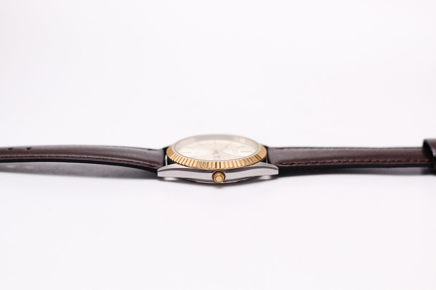 1992 Citizen Baby 'Day-Date' Champagne Sunburst Dial Two Tone Men's Wrist Watch W/Box & Papers