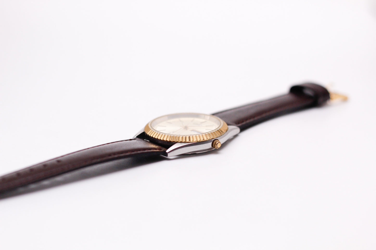 1992 Citizen Baby 'Day-Date' Champagne Sunburst Dial Two Tone Men's Wrist Watch W/Box & Papers