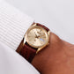1985 Seiko SQ Quartz Brushed Golden Dial Fluted Bezel Men's Wrist-Watch