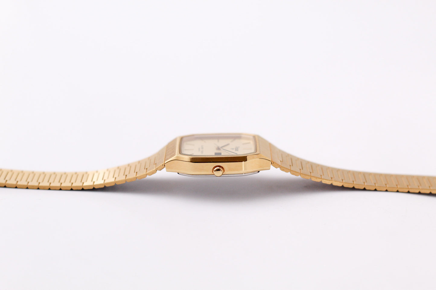 [Near Mint] 1986 Pulsar Ana-Digi Straight Grain Golden Dial Men's Wrist-Watch W/Box
