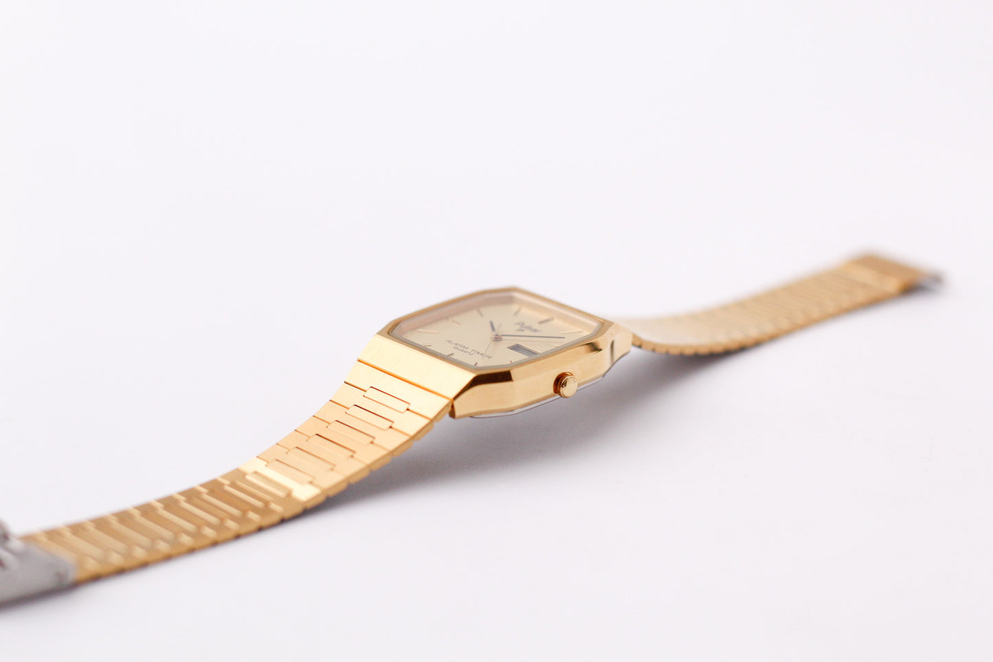 [Near Mint] 1986 Pulsar Ana-Digi Straight Grain Golden Dial Men's Wrist-Watch W/Box