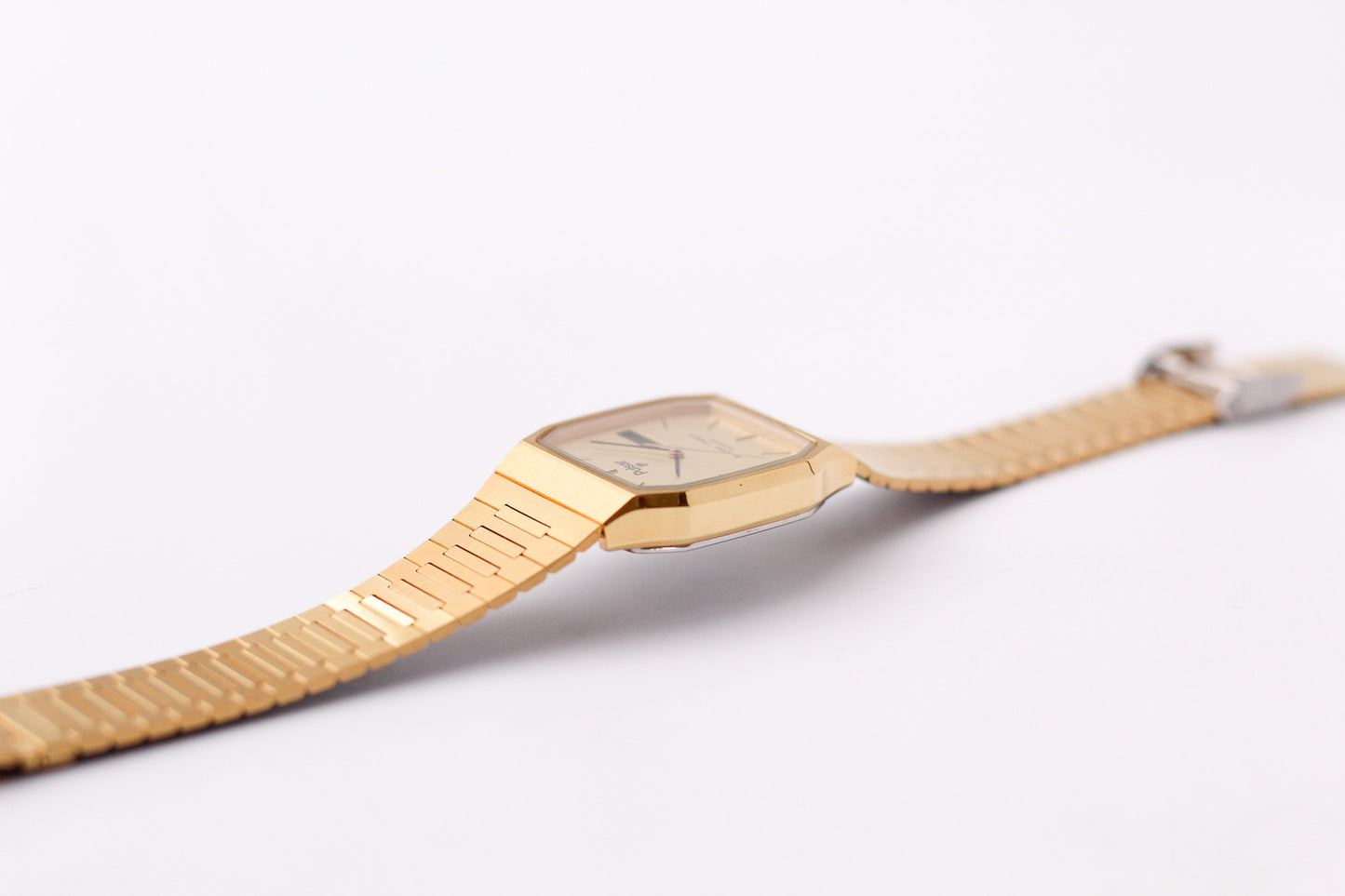 [Near Mint] 1986 Pulsar Ana-Digi Straight Grain Golden Dial Men's Wrist-Watch W/Box