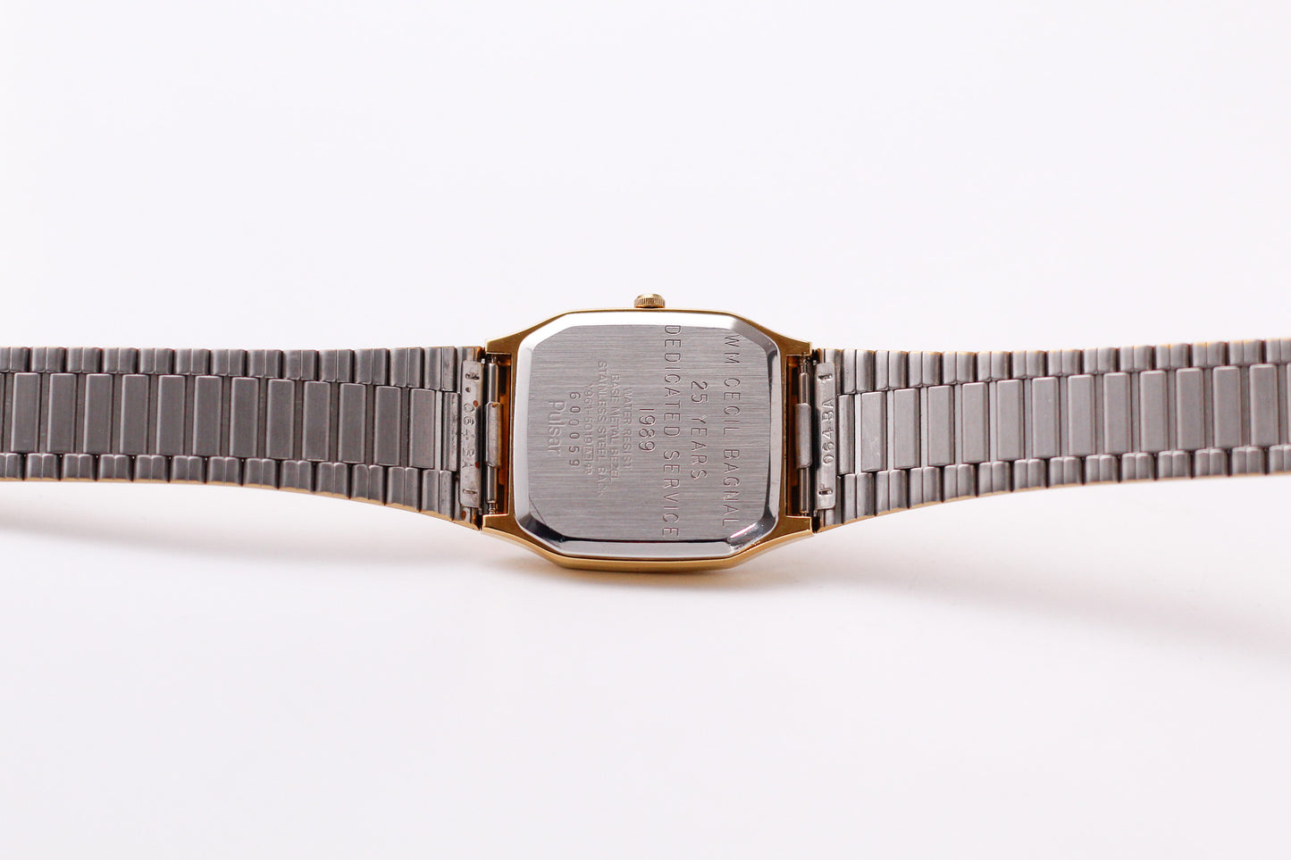 [Near Mint] 1986 Pulsar Ana-Digi Straight Grain Golden Dial Men's Wrist-Watch W/Box