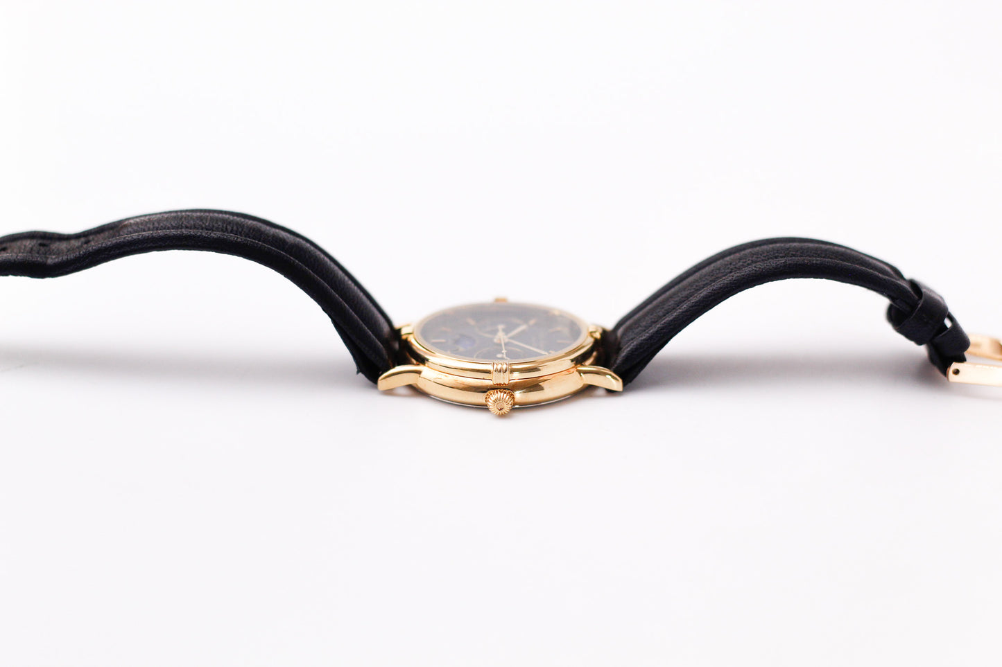 1980s Jules Jürgensen Quartz Moonphase Black Dial Men's Wrist-Watch