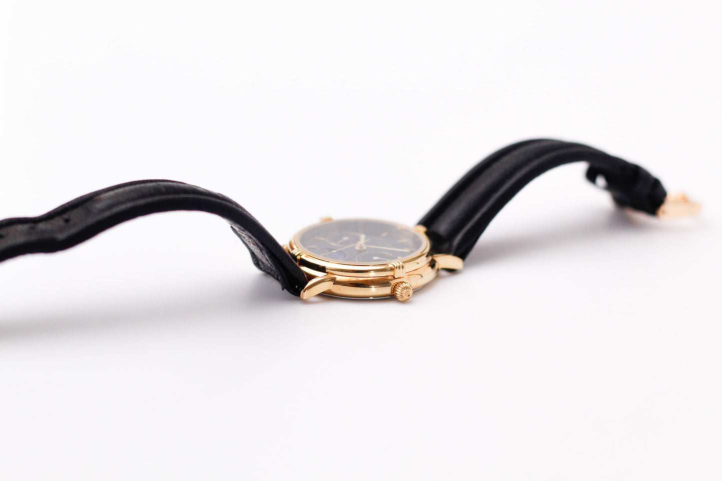 1980s Jules Jürgensen Quartz Moonphase Black Dial Men's Wrist-Watch