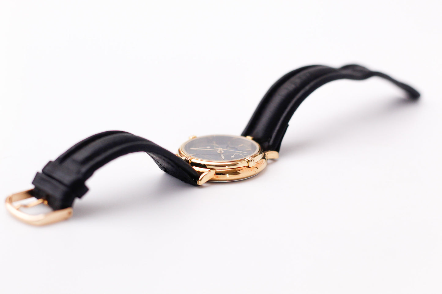 1980s Jules Jürgensen Quartz Moonphase Black Dial Men's Wrist-Watch