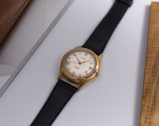 [Serviced] 1960s Lusina Cream White Automatic Men's Wrist-Watch