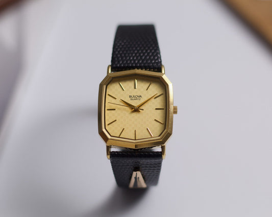 1990s Bulova Decagon Tank Gold Toned Men's Wrist-Watch