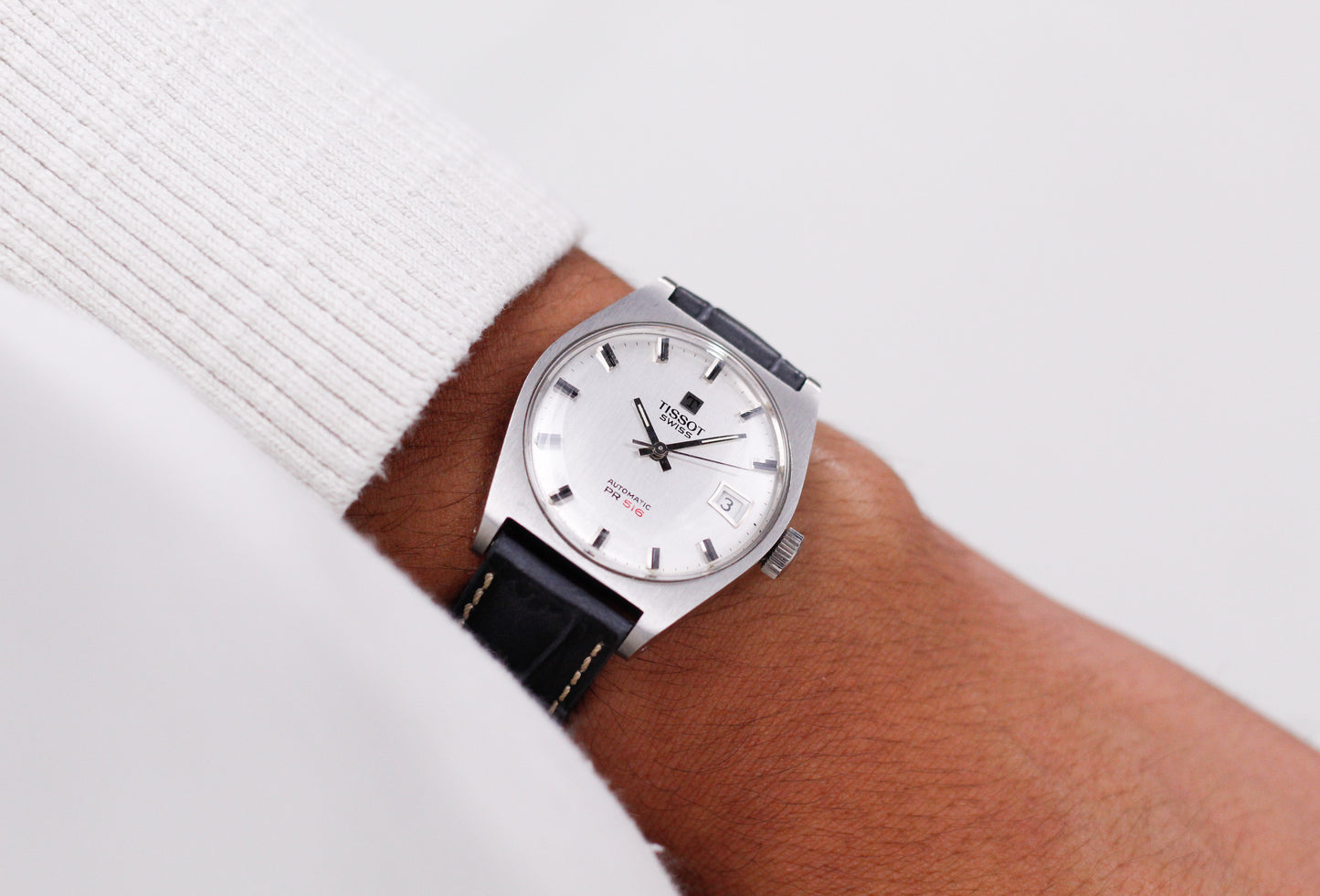 [Serviced] 1970s Tissot Automatic PR516 Straight Grain Silver Dial Men's Wrist-Watch