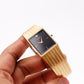 1986 Pulsar Quartz Linear Charcoal Dial Golden Tank Men's Wrist-Watch
