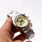 1997 Citizen Oxy Chronograph Yellow Sunburst Dial Cut-Glass Men's Wrist-Watch
