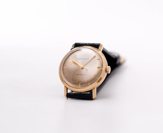 [Serviced] 1963 Caravelle Mechanical Caramel Sunburst Dial Men's Wrist-Watch