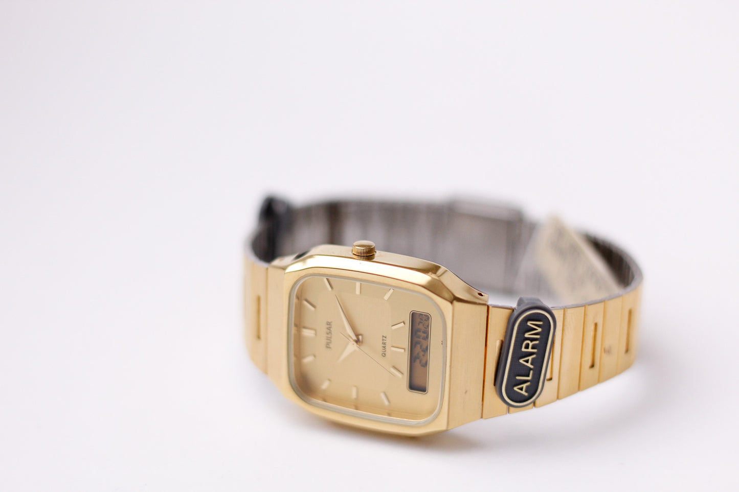 1999 Pulsar Quartz Ana-Digi Straight Grain Golden Dial Men's Wrist-Watch W/Box