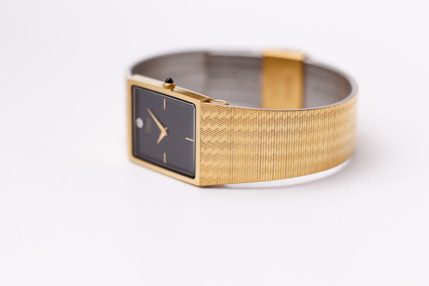 1986 Pulsar Quartz Linear Charcoal Dial Golden Tank Men's Wrist-Watch