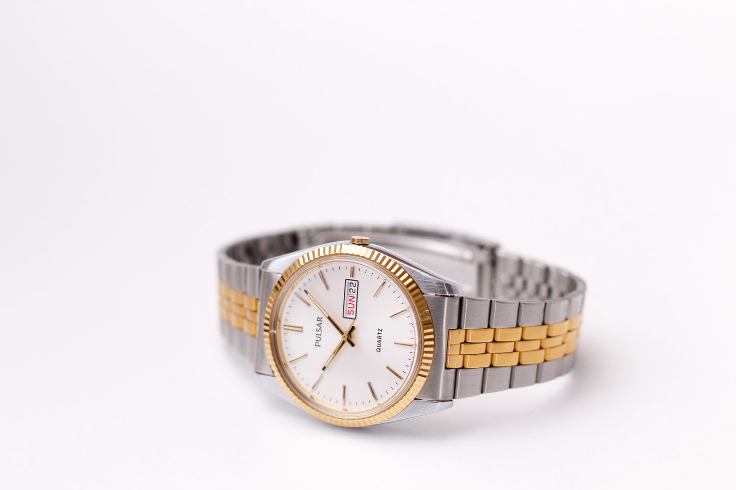 [Near Mint] 2009 Pulsar Quartz Baby Day-Date Men's Wrist Watch W/Box