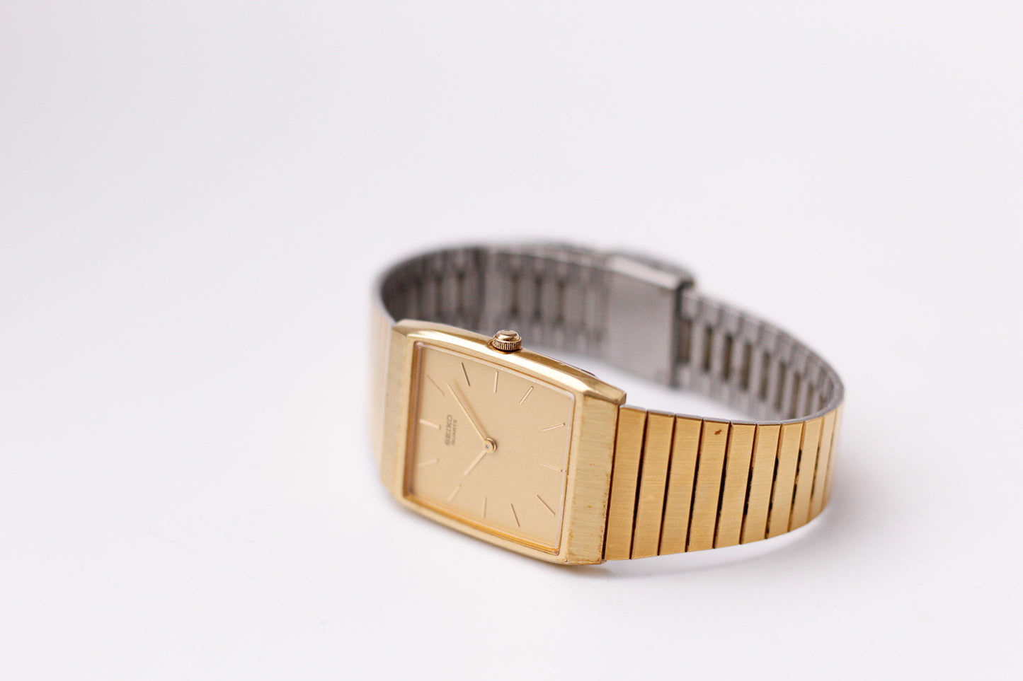 1985 Seiko Quartz Golden Tank Style Men's Wrist Watch