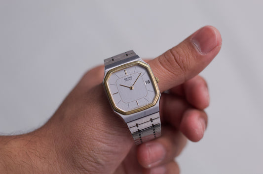 1983 Seiko Quartz Two Tone Gray Dial Reliced Men's Wrist-Watch