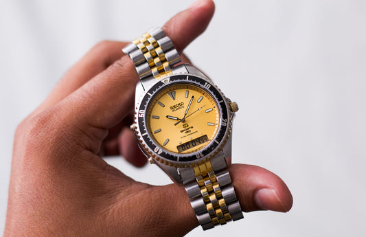 1991 Seiko Gold Sunburst Ana-Digi Chronograph Men's Wrist-Watch