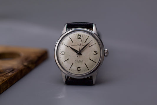 [Serviced] 1960s French Croton Reliance Aged Silver Sunburst Dial Mechanical Men's Wrist-Watch