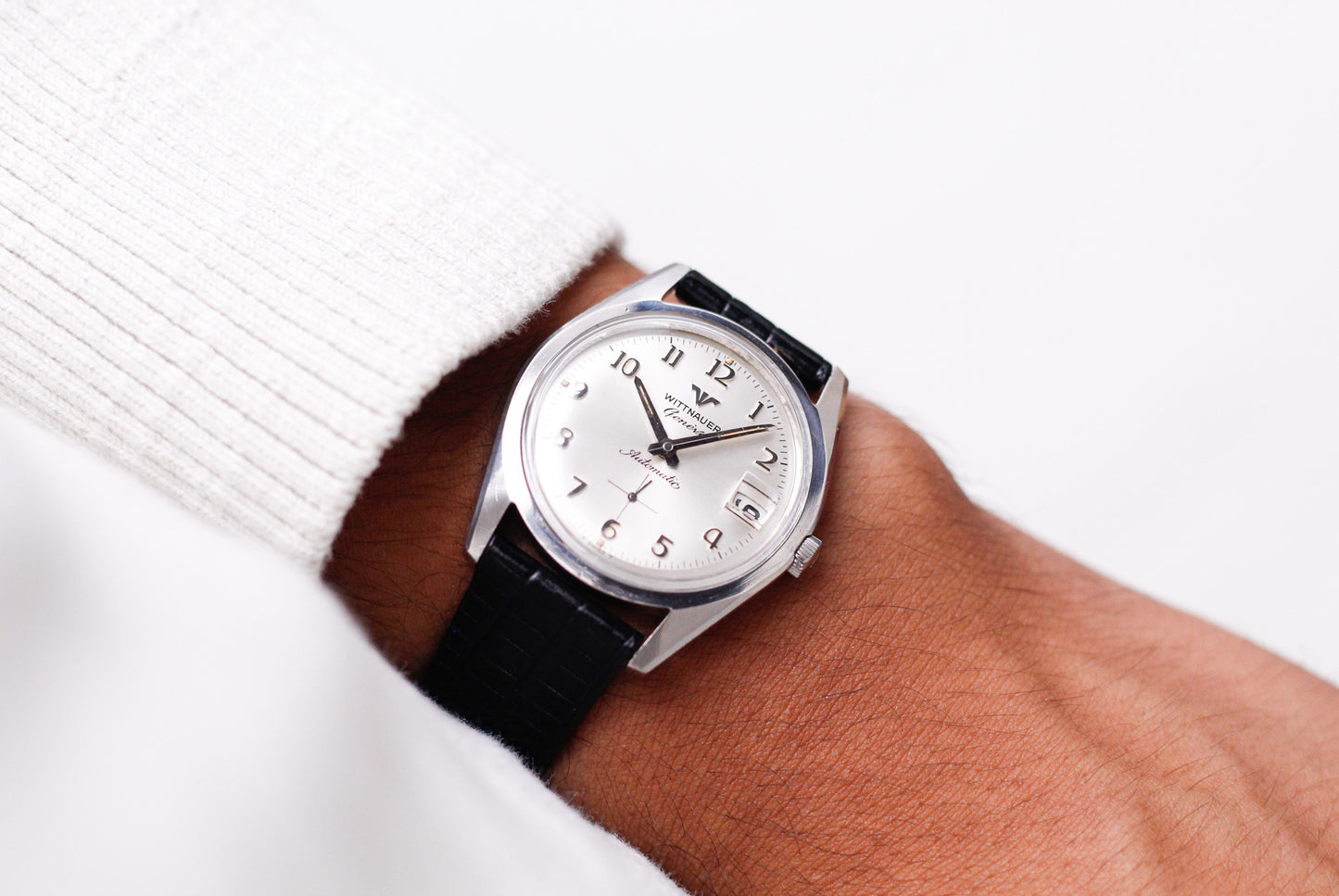 [Serviced] 1960s Wittnauer Automatic Silver Sunburst Dial Men's Wrist-Watch