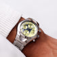 1997 Citizen Oxy Chronograph Yellow Sunburst Dial Cut-Glass Men's Wrist-Watch