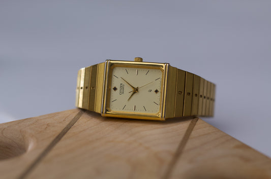 1989 Citizen Quartz Light Golden Dial Tank Men's Wrist-Watch