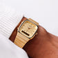 1999 Pulsar Quartz Ana-Digi Straight Grain Golden Dial Men's Wrist-Watch W/Box