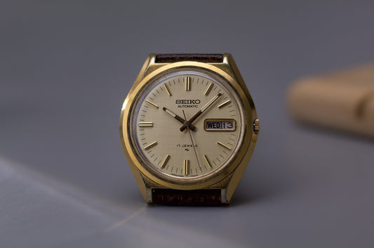 [Serviced] 1974 Seiko Automatic Golden Linen Dial Men's Wrist-Watch