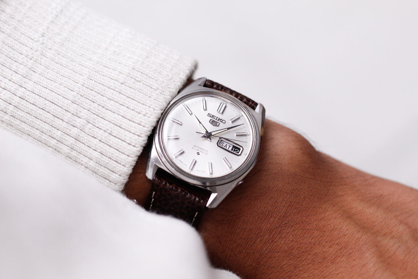 1970 Seiko Automatic Silver Sunburst Dial Men's Wrist-Watch