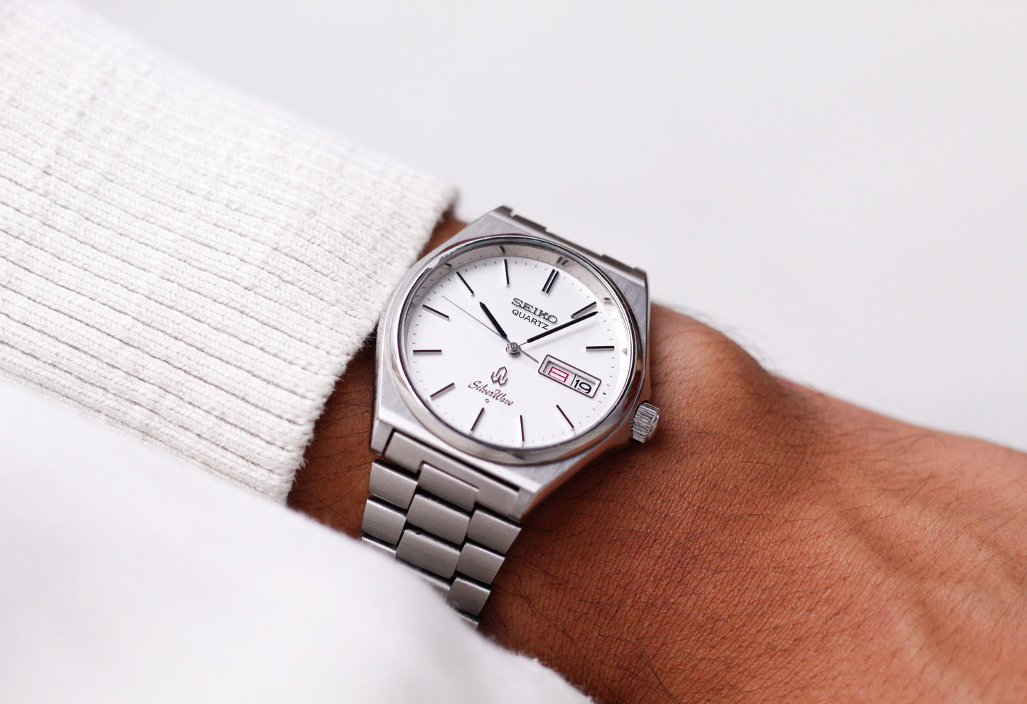 1980 Seiko Silverwave Straight Grain Silver Dial Men's Wrist-Watch