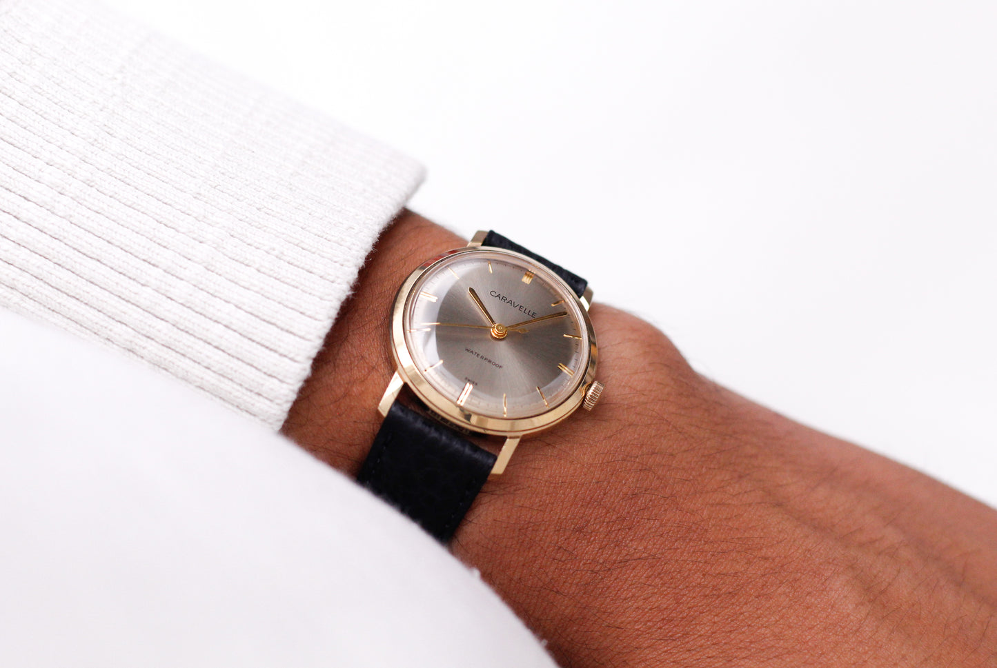[Serviced] 1963 Caravelle Mechanical Caramel Sunburst Dial Men's Wrist-Watch