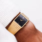 1986 Pulsar Quartz Linear Charcoal Dial Golden Tank Men's Wrist-Watch