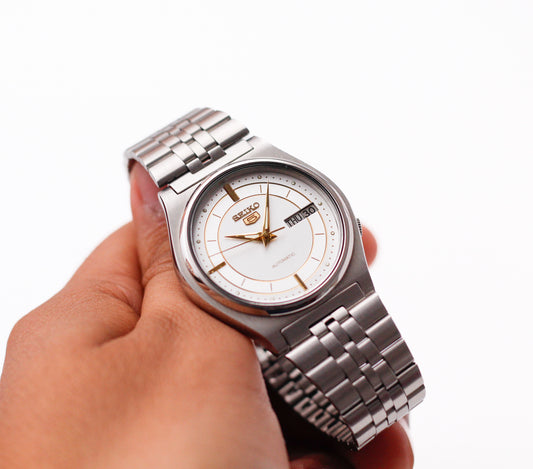 1992 Seiko Seiko 5 Bright White Dial Men's Automatic Wrist-Watch