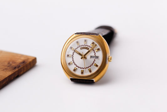 [Serviced] 1970s Benrus Mechanical Silver Sunburst Dial Men's Wrist-Watch