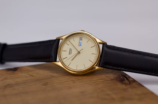 1997 Seiko Quartz Warm Gold Toned Men's Dress Wrist-Watch