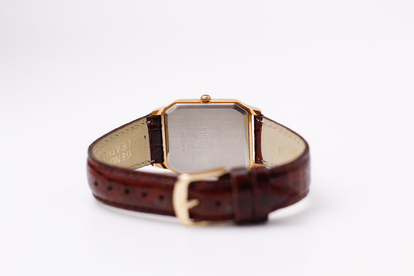 2001 Pulsar Quartz Straight Grain Golden Dial Men's Wrist-Watch